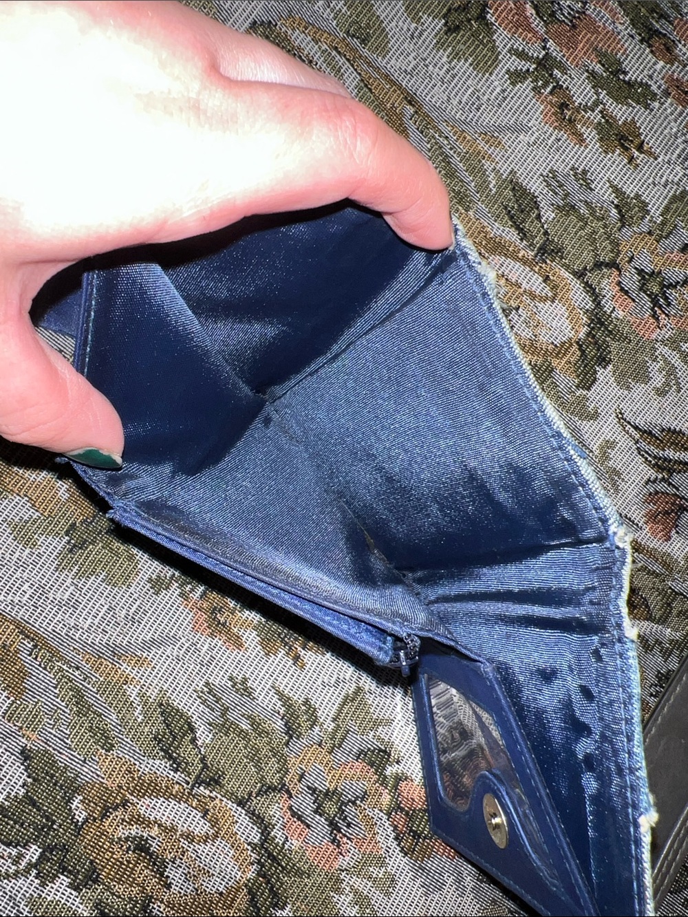 Baby Phat Denim Patchwork Wallet in Blue with Crystal Accents - Picture 4 of 5
